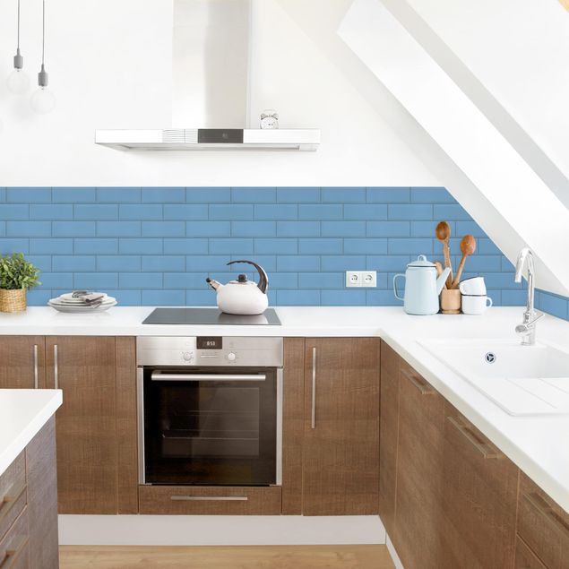 Küchenrückwand Folie Steinoptik Keramikfliesen Blau