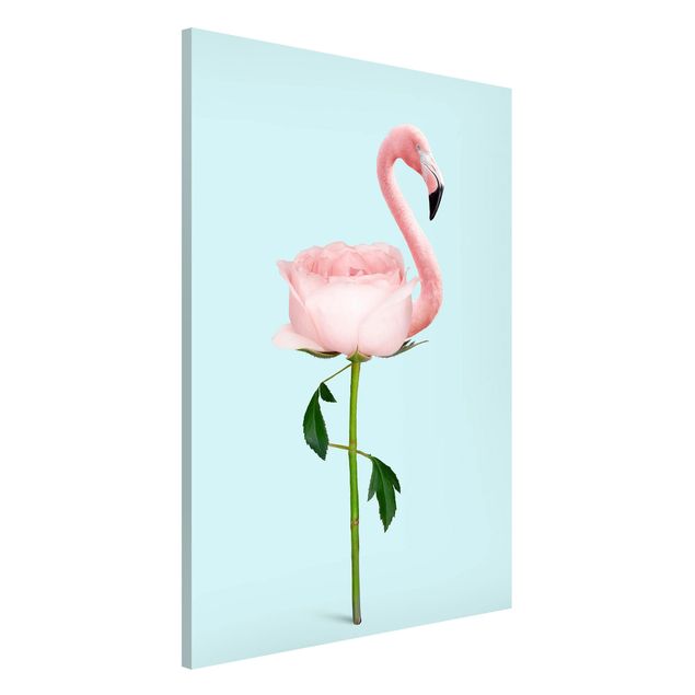 Magnettafeln Blumen Flamingo mit Rose