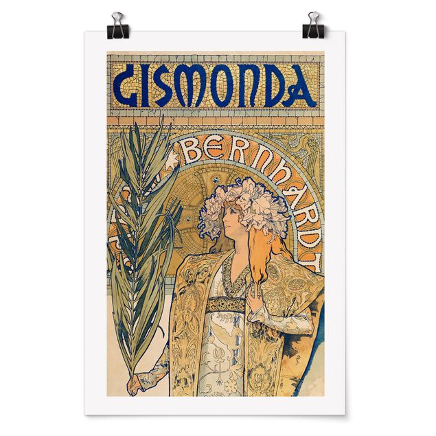 Poster Kunstdruck Alfons Mucha - Plakat für Theaterstück Gismonda