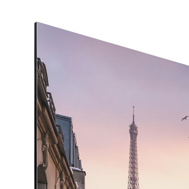 Wandbilder Bunt Eiffelturm bei Sonnenuntergang
