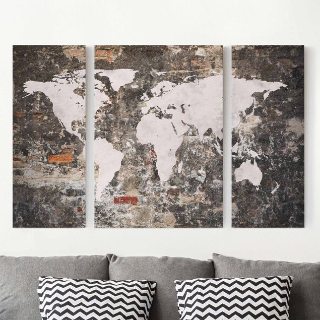 Wanddeko Küche Alte Mauer Weltkarte