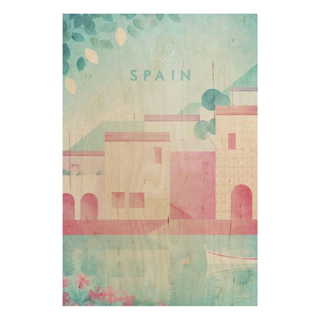 Holzbilder Vintage Reiseposter - Spanien