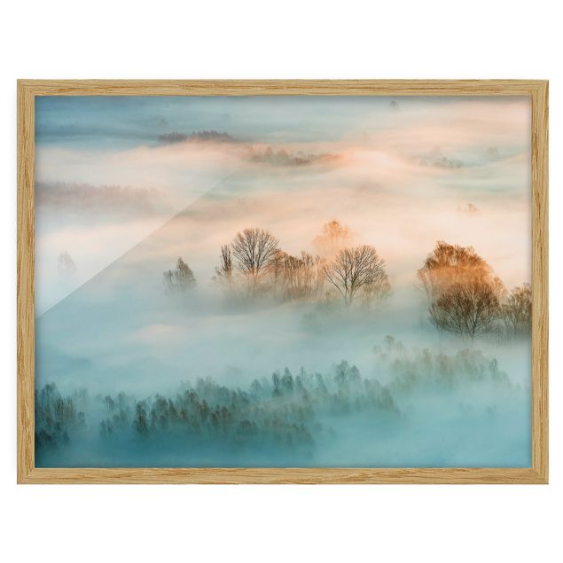 Landschaftsbilder gerahmt Nebel bei Sonnenaufgang