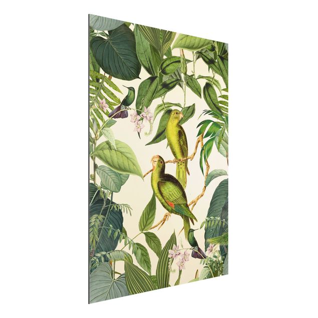 Küche Dekoration Vintage Collage - Papageien im Dschungel
