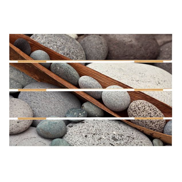 Bilder auf Holz Stillleben mit grauen Steinen