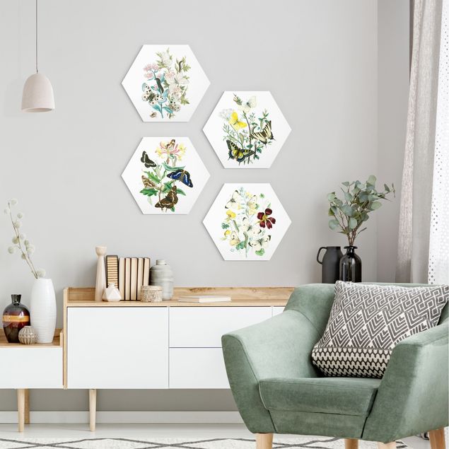 Wandbilder Floral Britische Schmetterlinge Set II