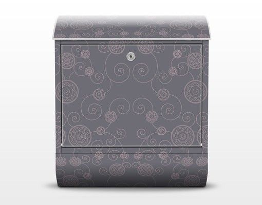 Design Briefkasten Romantisches Blumenmuster Grau