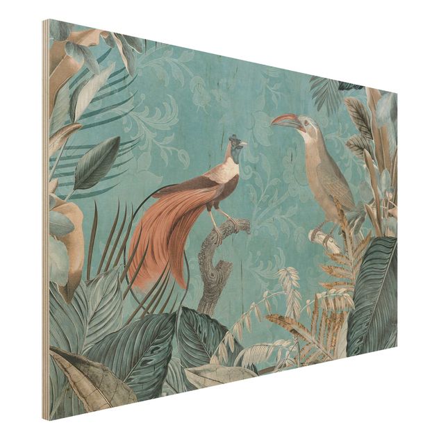 Wanddeko Küche Vintage Collage - Paradiesvögel