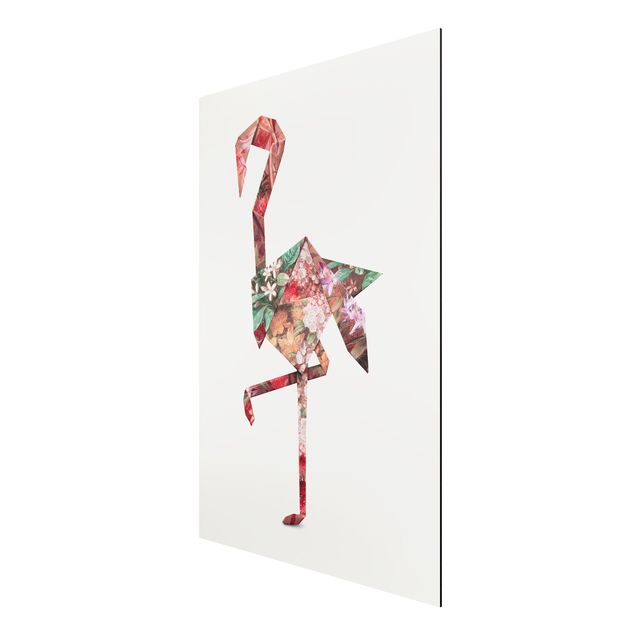 Wandbilder Blumen Origami Flamingo