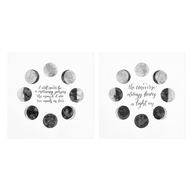 Wandbilder Schwarz-Weiß Ode an den Mond Set I