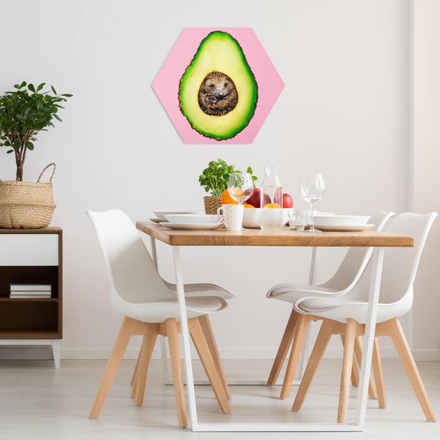 Wandbilder Kunstdrucke Avocado mit Igel
