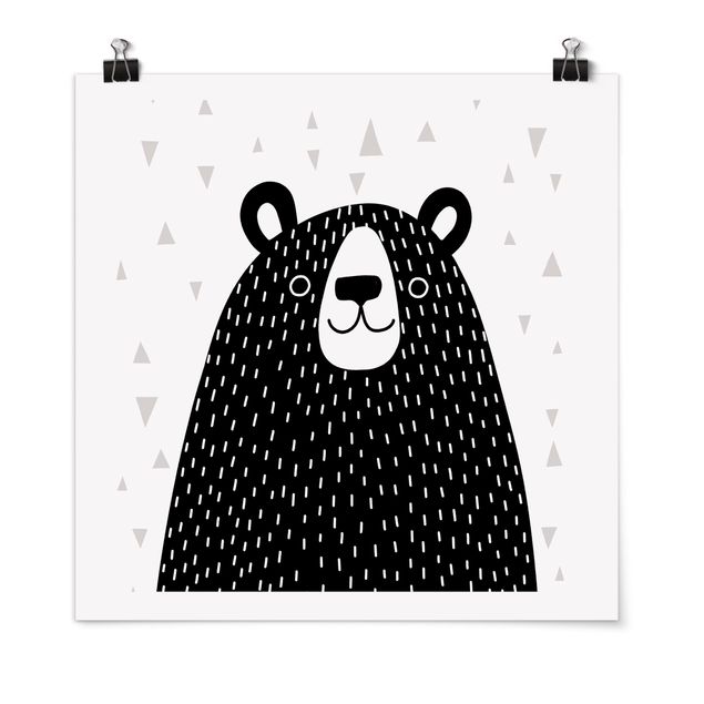 Poster schwarz-weiß Tierpark mit Mustern - Bär