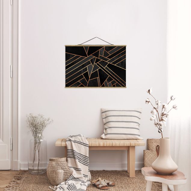 Wandbilder Kunstdrucke Schwarze Dreiecke Gold