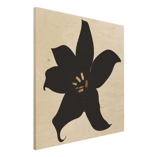 Küche Dekoration Grafische Pflanzenwelt - Orchidee Schwarz und Gold
