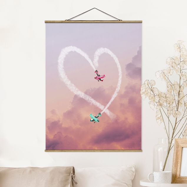 Wanddeko Küche Herz mit Flugzeugen
