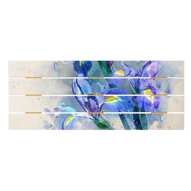 Holzbilder Aquarell Blumen Iris