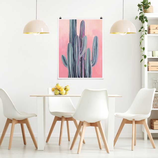 Wandbilder Floral Kaktus auf Rosa II