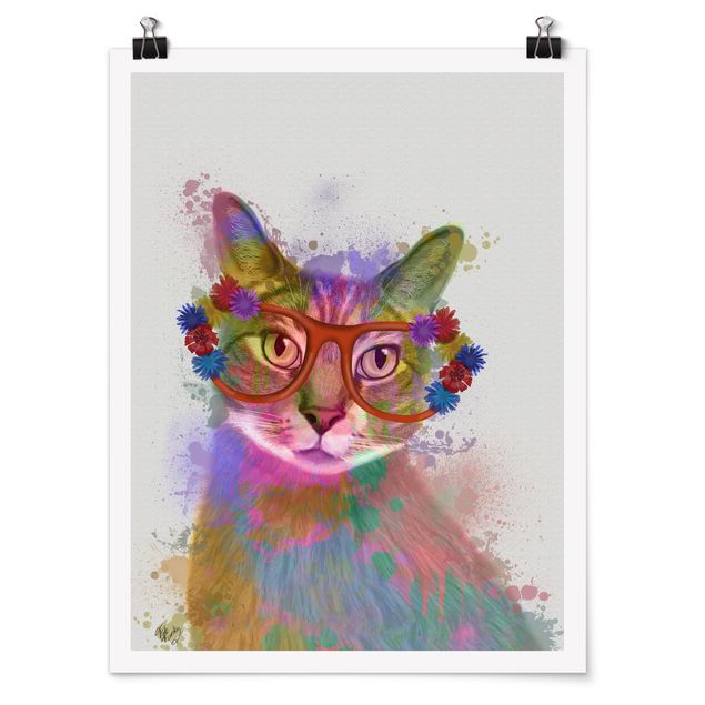Wandbilder Modern Regenbogen Splash Katze