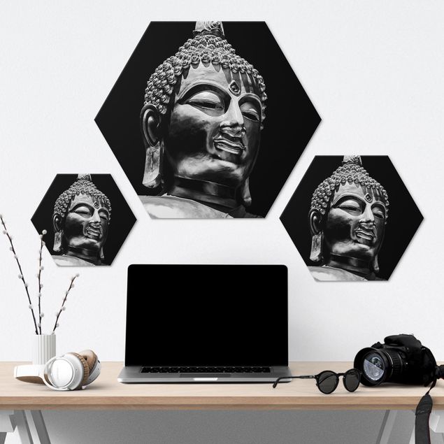 Hexagon Bilder Buddha Statue Gesicht