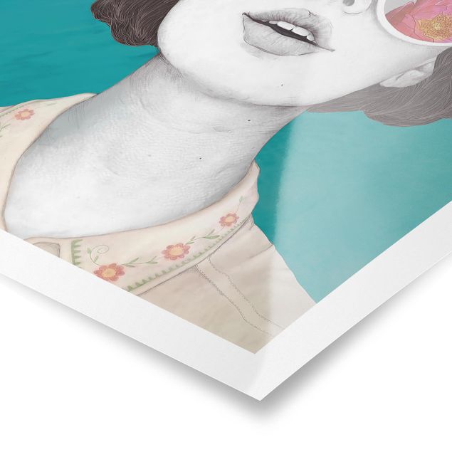 Laura Graves Art Kunstdrucke Illustration Portrait Frau Collage mit Blumen Brille