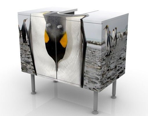 Waschbeckenunterschrank - Pinguin - Badschrank Weiß Grau