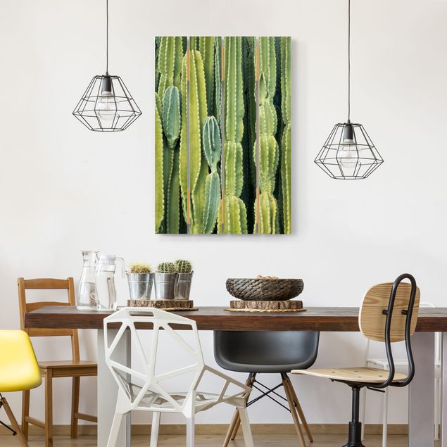 Holzbilder Blumen Kaktus Wand