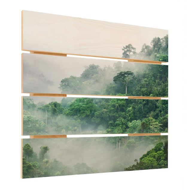 Holzbilder Dschungel im Nebel