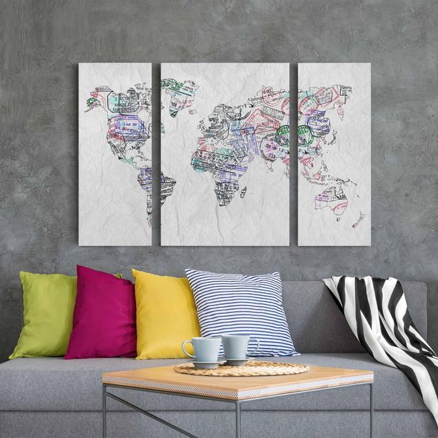 Leinwandbilder Städte Reisepass Stempel Weltkarte