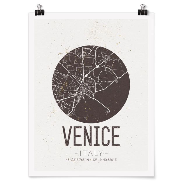 Spruch Poster Stadtplan Venice - Retro