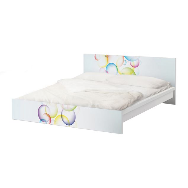 Möbelfolie für IKEA Malm Bett niedrig 180x200cm - Klebefolie Rainbow Bubbles