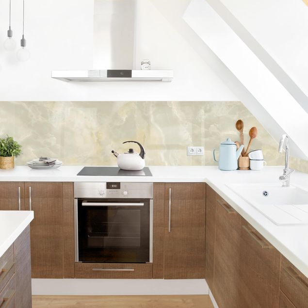 Glasrückwand Küche Onyx Marmor Creme