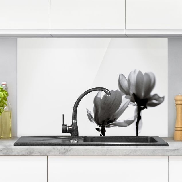 Wanddeko Küche Frühlingsbote Magnolie Schwarz Weiß