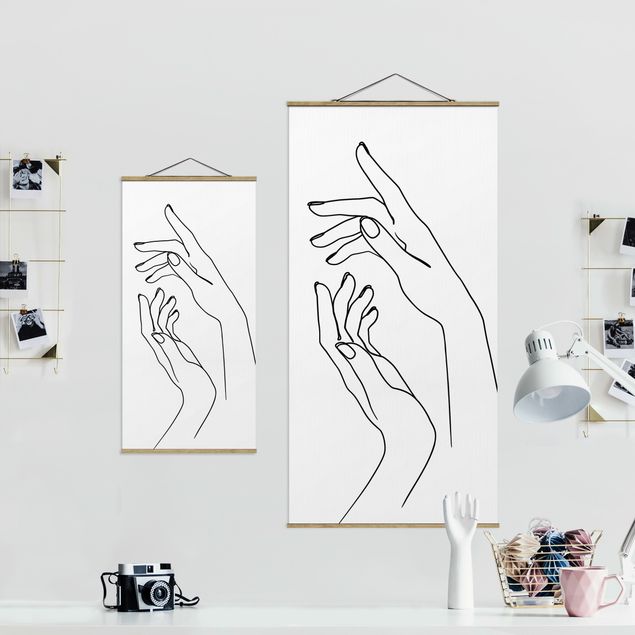 Wandbilder Schwarz-Weiß Line Art Hände