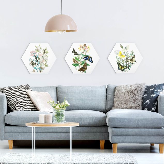 Wandbilder Floral Britische Schmetterlinge Set I