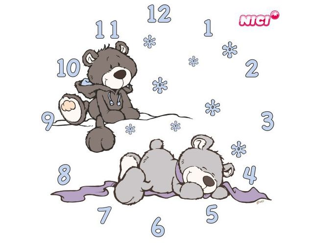 Wandtattoo Tiere NICI - Winter Bears Uhr