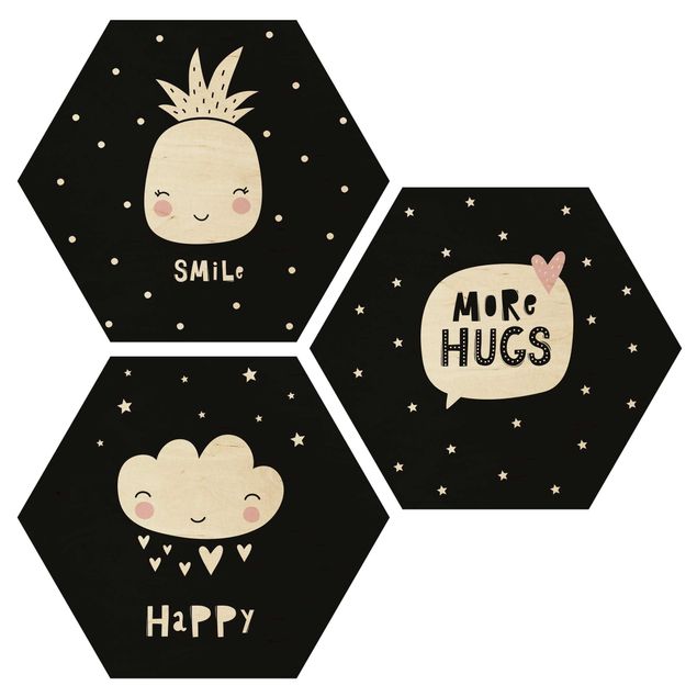 Bilder auf Holz Happy Smile Hugs