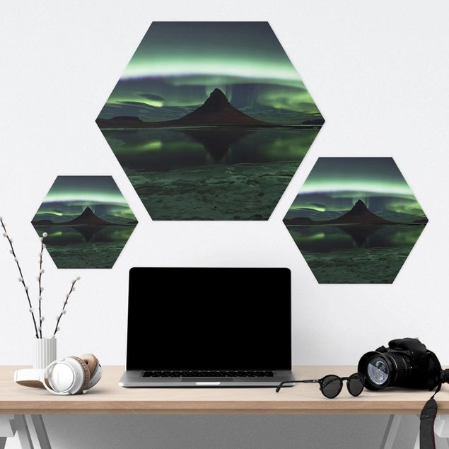 Bilder Hexagon Polarlicht in Island