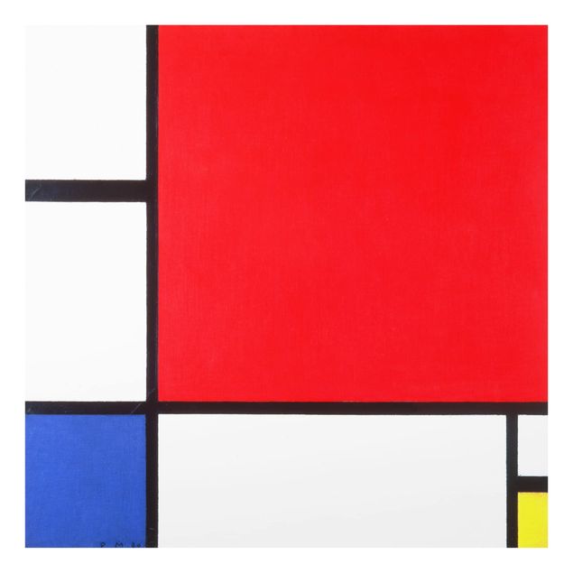 Spritzschutz Küche Glas Piet Mondrian - Komposition Rot Blau Gelb