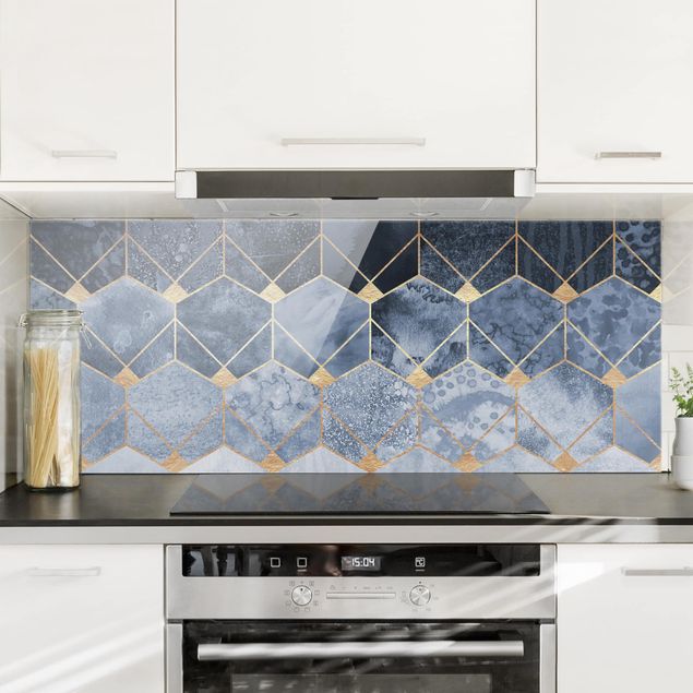 Küchen Deko Blaue Geometrie goldenes Art Deco