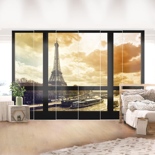 Küche Dekoration Fensterblick - Paris Eiffelturm Sonnenuntergang