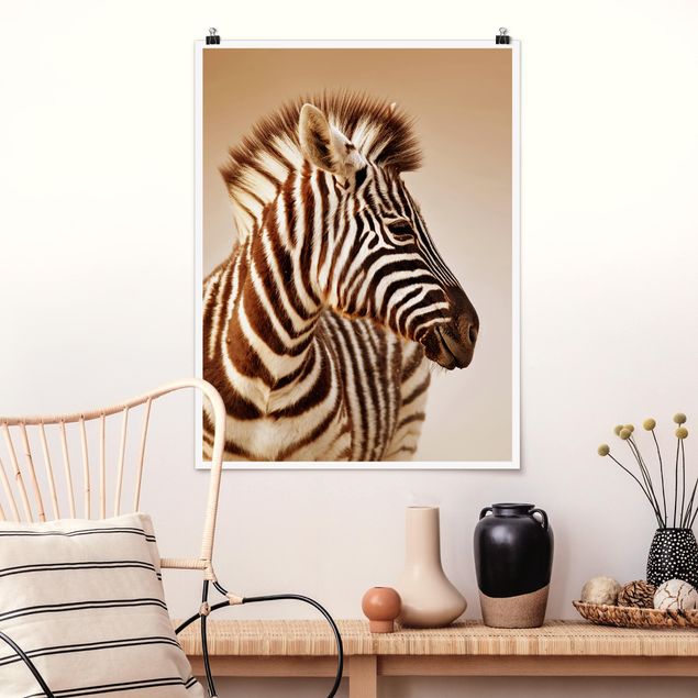 Wanddeko Küche Zebra Baby Portrait