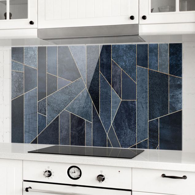 Küche Dekoration Blaue Geometrie Aquarell