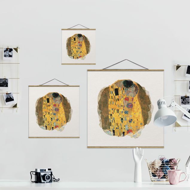 Wandbilder Modern Wasserfarben - Gustav Klimt - Der Kuss