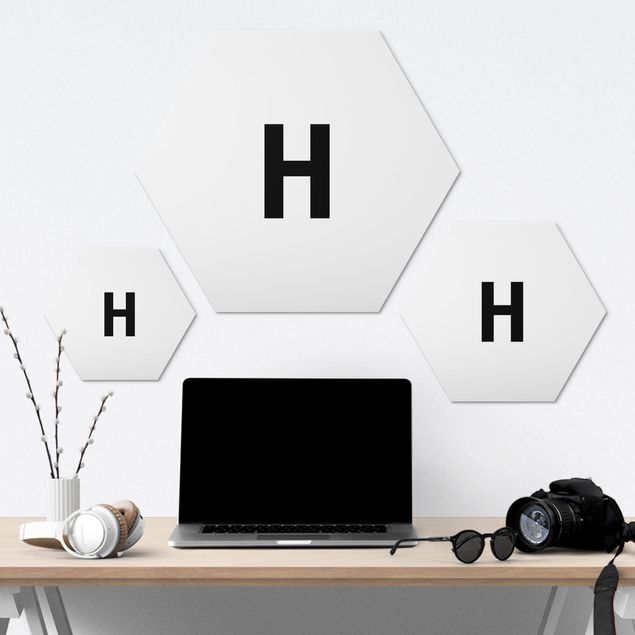 Hexagon Bild Alu-Dibond - Buchstabe Weiß H