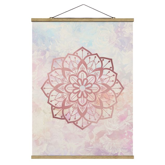 Wandbilder Spirituell Mandala Illustration Blüte rose pastell