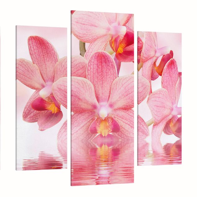 Leinwandbilder Blumen Rosa Orchideen auf Wasser