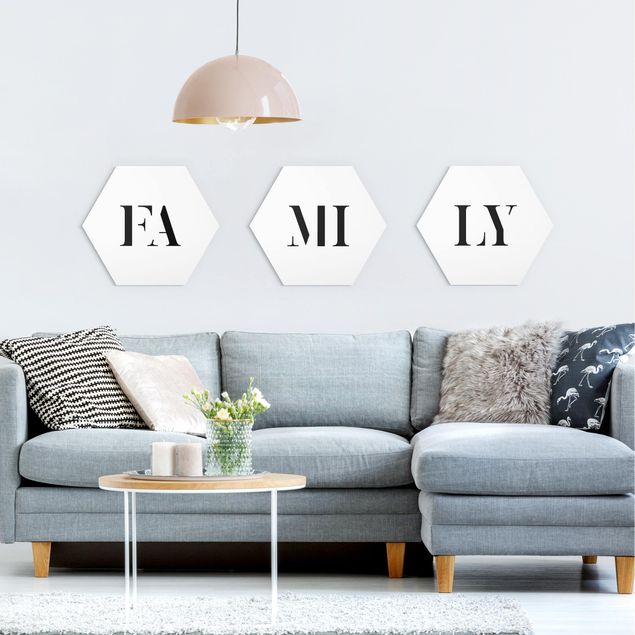 Wandbilder Familie Buchstaben FAMILY Schwarz Set I