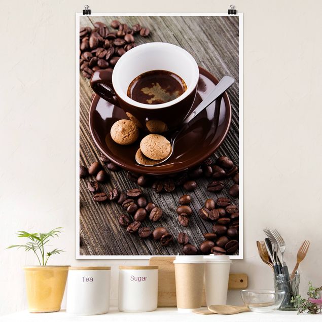 Küche Dekoration Kaffeetasse mit Kaffeebohnen
