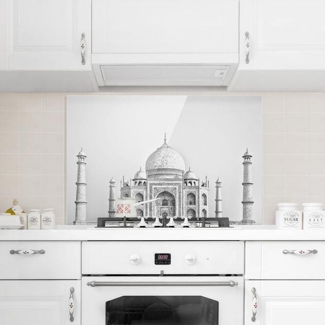Glasrückwand Küche Taj Mahal in Grau