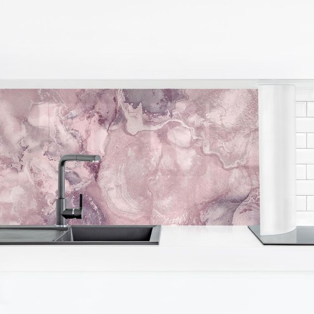 Spritzschutz Küche Glas Farbexperimente Marmor Violett
